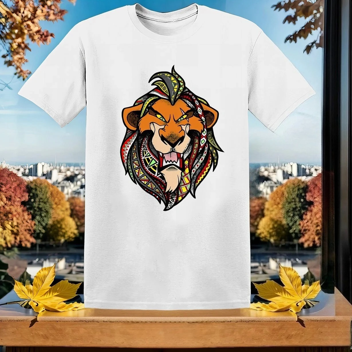 Camiseta con estampado de cicatriz del Rey León de Disney para hombre y mujer, camisetas de algodón, camisetas informales para parejas, ropa de calle de verano Unisex, manga corta de gran tamaño