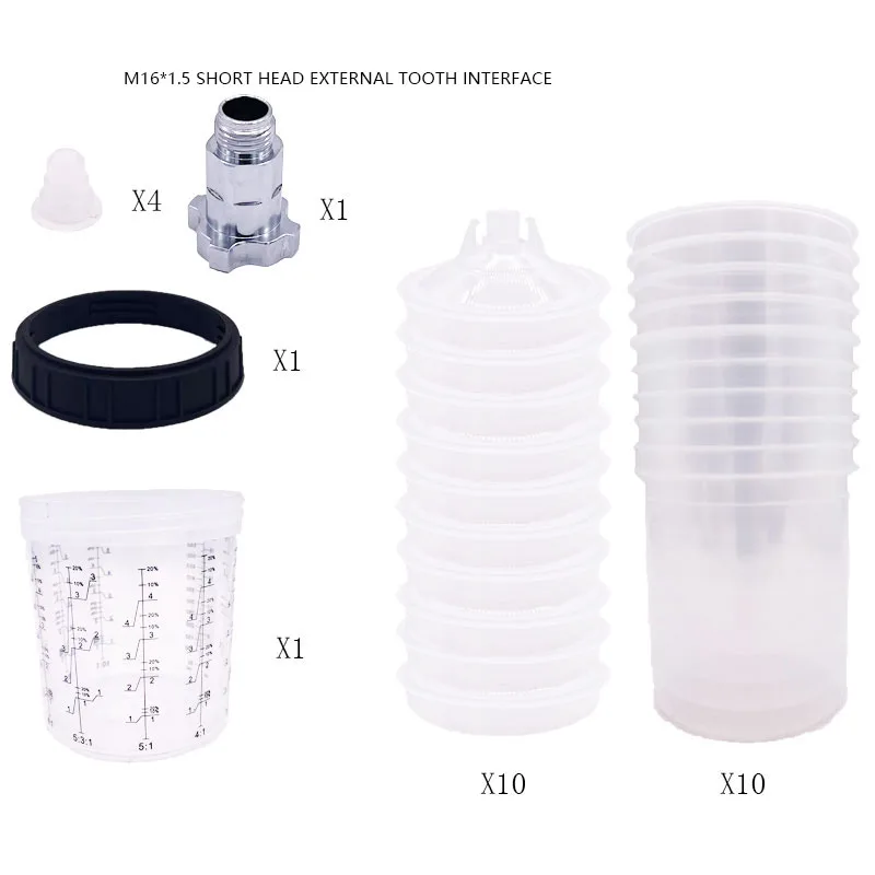 SUTU 3M Disposable Paint Cup 10Pcs 600CC Disposable Paint Cup+Interface Mixing Cups Pot with Inner Cup with Lids