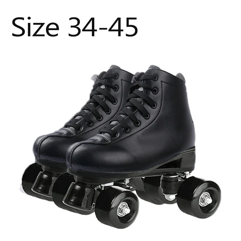 

Size 34 Roller Skate Shoes 4 Wheels Quad Sneakers Skating Pu Leather Sport Beginner Men Women Roller Skating Shoes Wheels Shoes