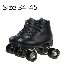 Size 34 Roller Skate Shoes 4 Wheels Quad Sneakers Skating Pu Leather Sport Beginner Men Women Roller Skating Shoes Wheels Shoes