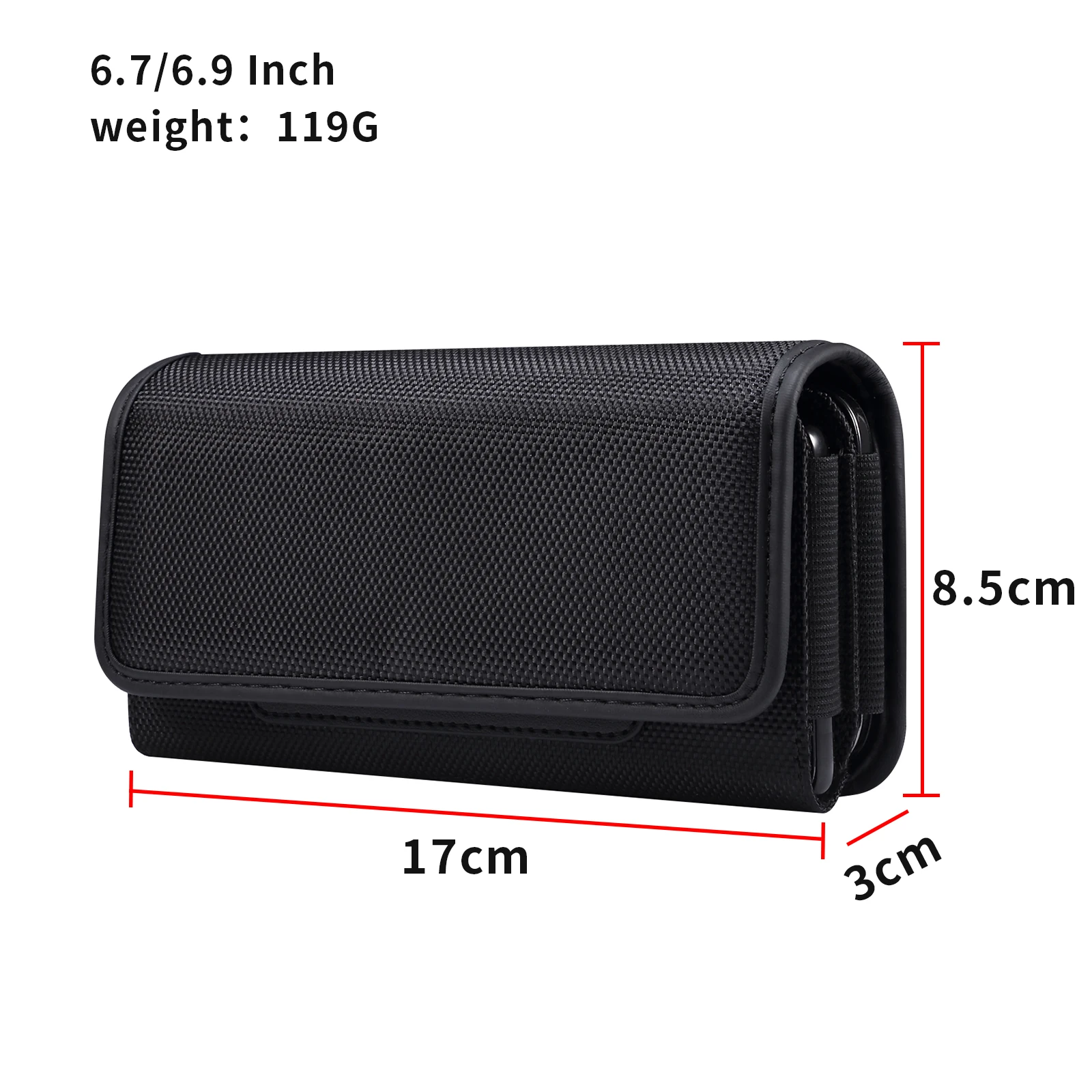 FULAIKATE 6.7-6.9” Universal Phone Bag for iPhone 13 Pro Max Horizontal Waist Pouch with Card Pocket 2 Layers Durable Holster