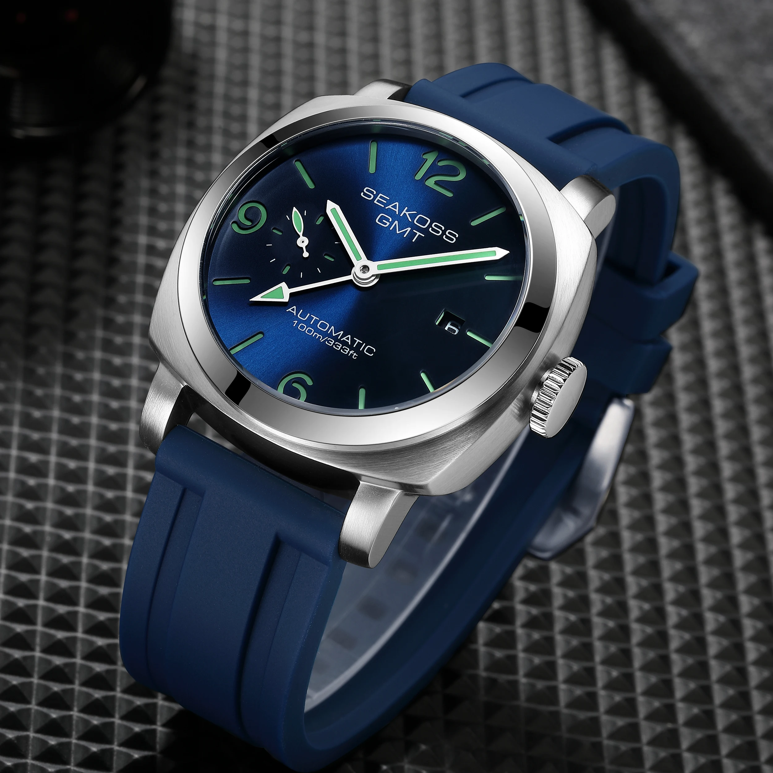 SEAKOSS-Montres Mécaniques Automatiques Gstuff pour Homme, Horloge 100, Touriste Original, Fuseau Horaire, Montres-Bracelets Saphir Super Shoous,