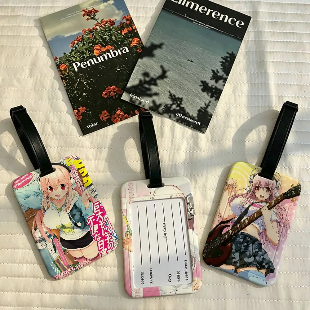 S-Super Sonico PVC Waterproof Luggage Tag Anti lost Information Card Cover For Student Bag Travel Suitcase