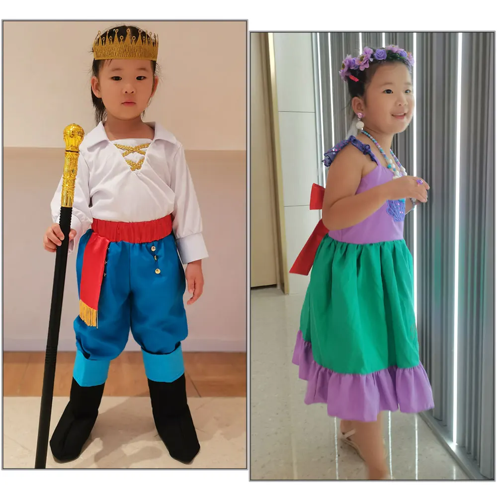 

Christmas Little Mermaid Princess Baby Boys Halloween Costume with Crown Carnival Cosplay Party Dress up Kids Eric Prince Outfit