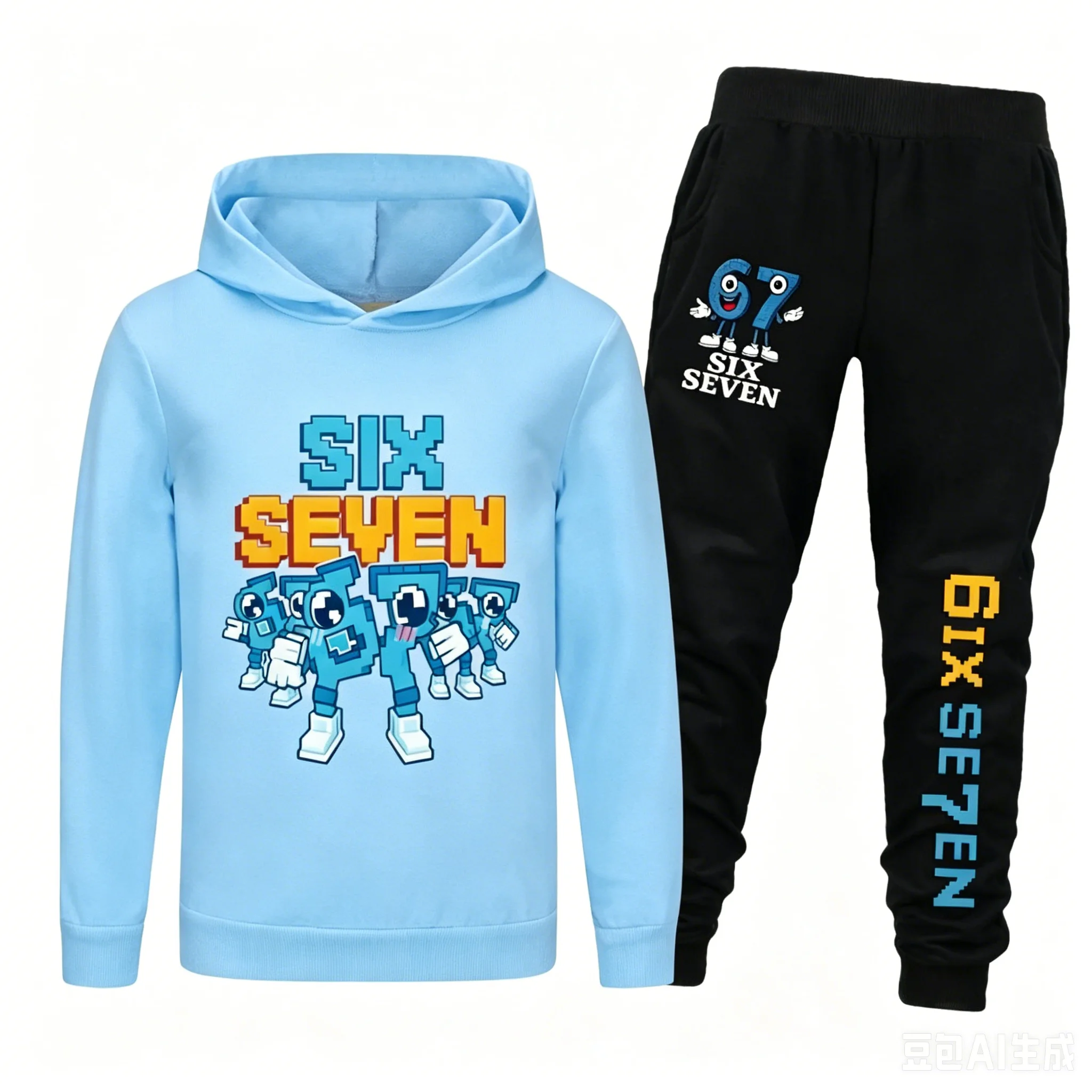Ensemble de sweats à capuche pour enfants imprimés Spring Autumn Six Seven 67, ensemble de vêtements de sport pour enfants, pantalon à manches longues pour garçons, ensemble de 2 pièces