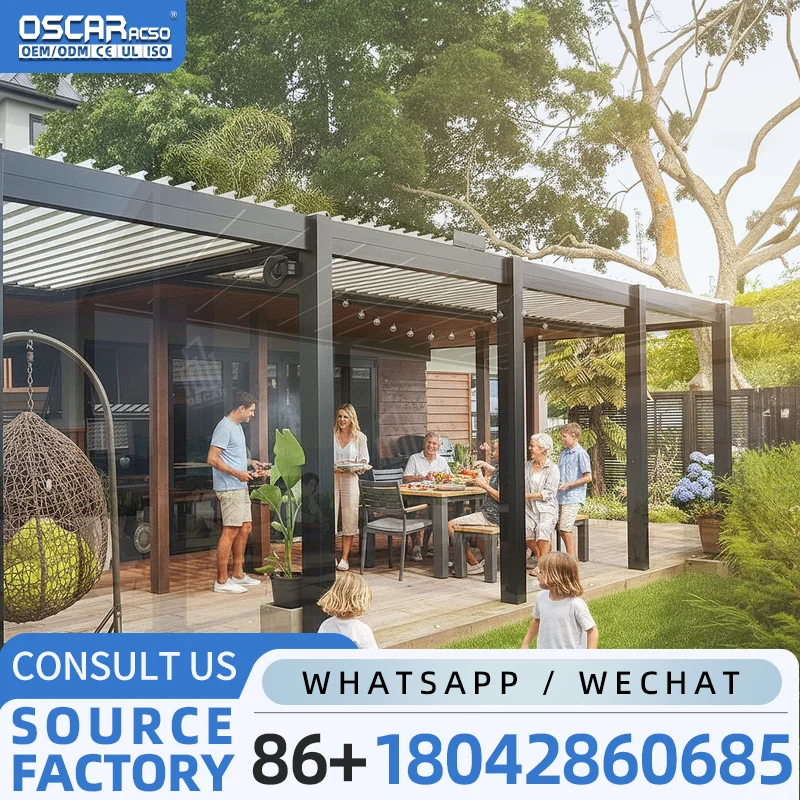 Aluminium Pergola Louvre System Garden Gazebo Patio Furniture Outdoor with Screen for Backyard Balcony Poolside pergola