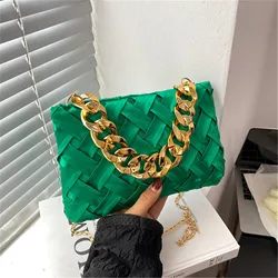 Chain Female Bag Braided Design Pleated Retro Shoulder Crossbody Bags for Women New Trend Handbag Evening Clutch Bag
