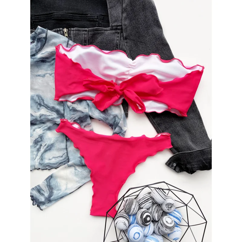 Sexy Patchwork Chest-Wrapped Bikini Swimsuit76758
