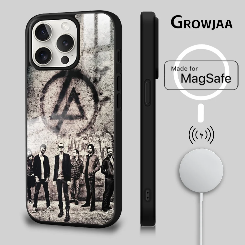 L-linkin park magsafe capa de telefone para iphone 15 14 13 12 11 pro max plus mini espelho capa magnética de carregamento sem fio