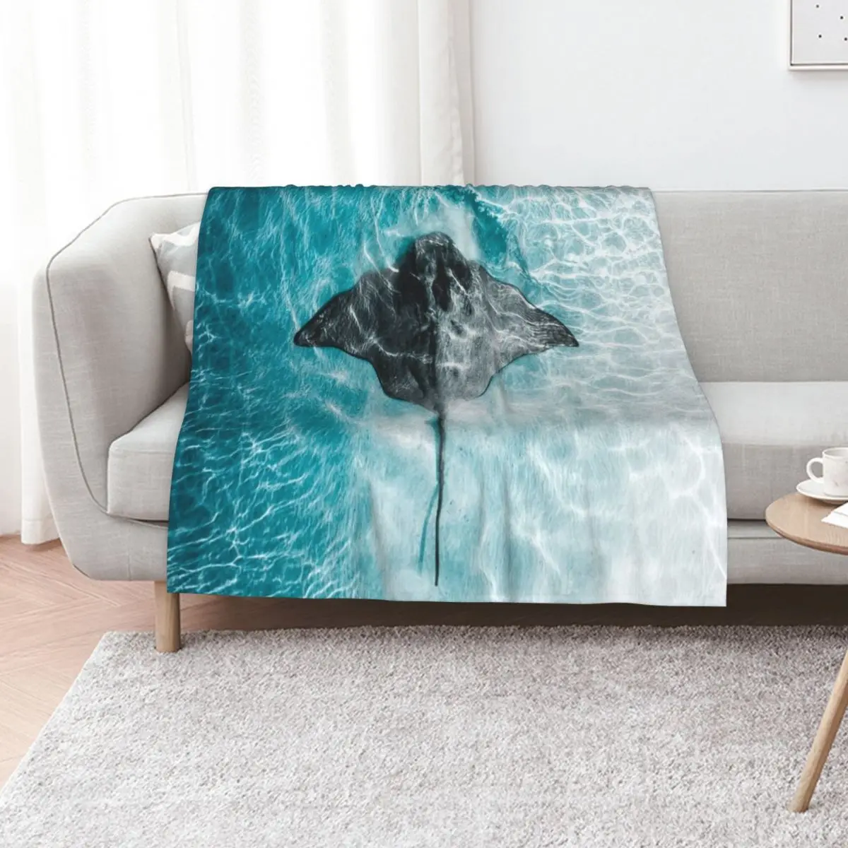 Stingray Swimming Throw Blanket Plaid Moving sofa bed Furrys Sofa Nap Blankets