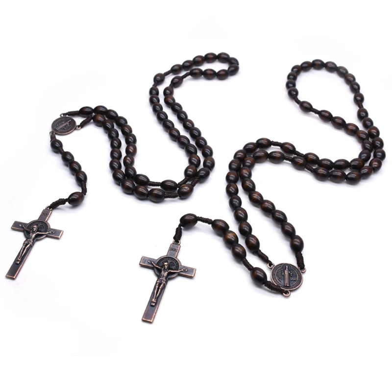 Wooden Beads for Cross Pendant Necklace For Women Beads Cord Rosary Necklac