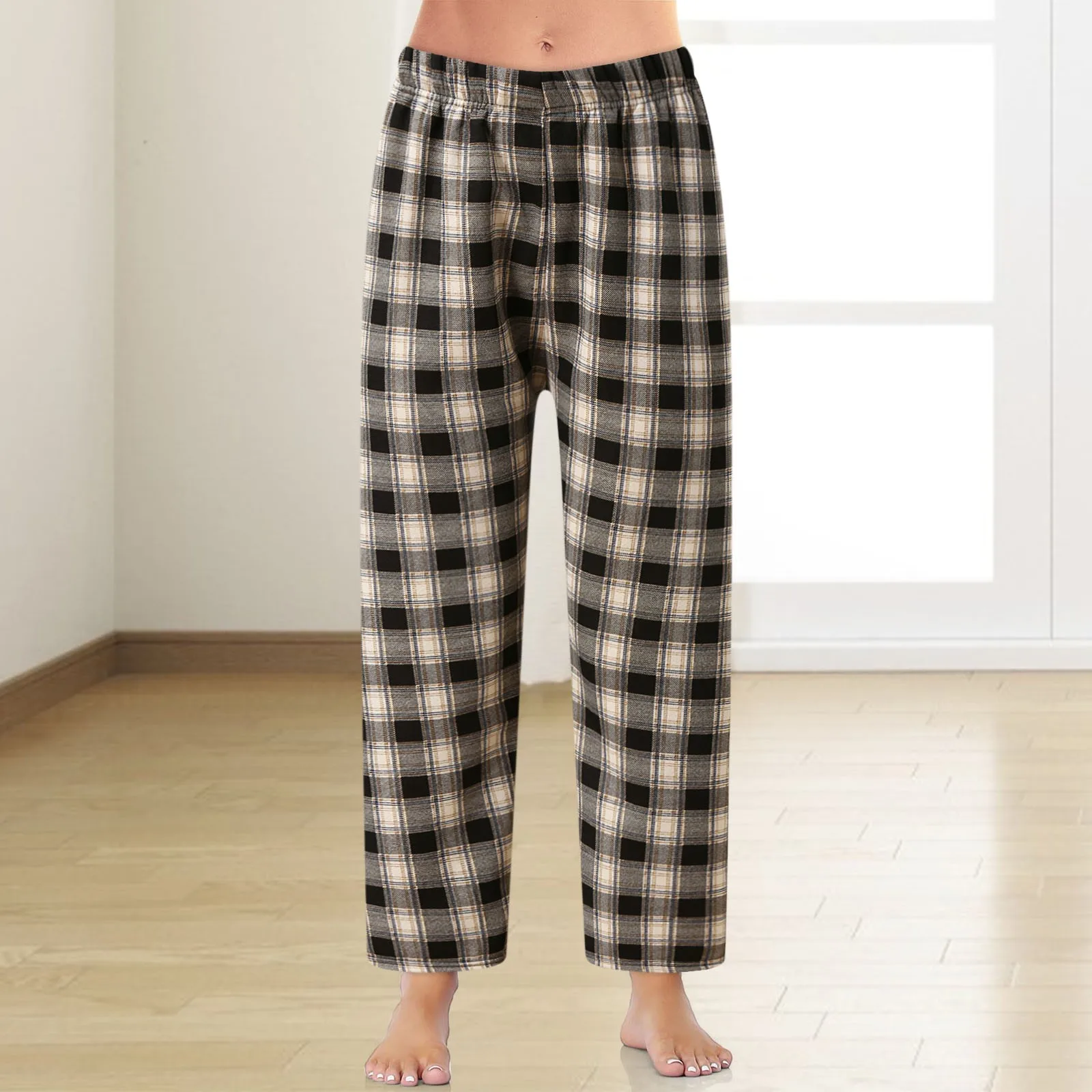 Women Casual Plaid Pajama Pants Soft Pants Loose Homewear Sleepwear Pants