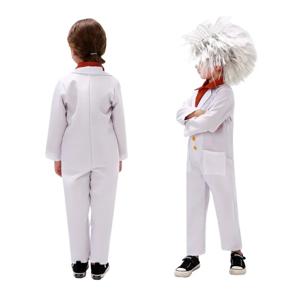 물리학자 코스프레 판타지 가발, 소년 소녀, 크리스마스 캠퍼스 무대 공연 코스튬 변장, 어린이 역할극 판타지아 의상