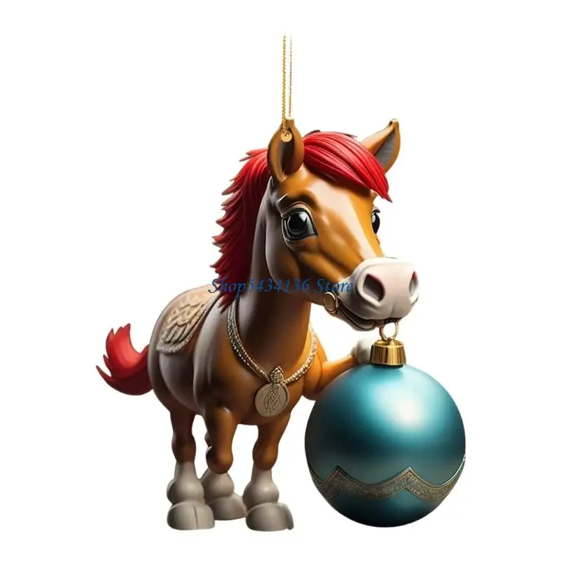 H7ED (عبوة واحدة) ديكور معلق على شكل حصان أكريليك للمنزل، وغرفة الأطفال، والمكتب، والموضوع الغربي وهدية عيد الميلاد