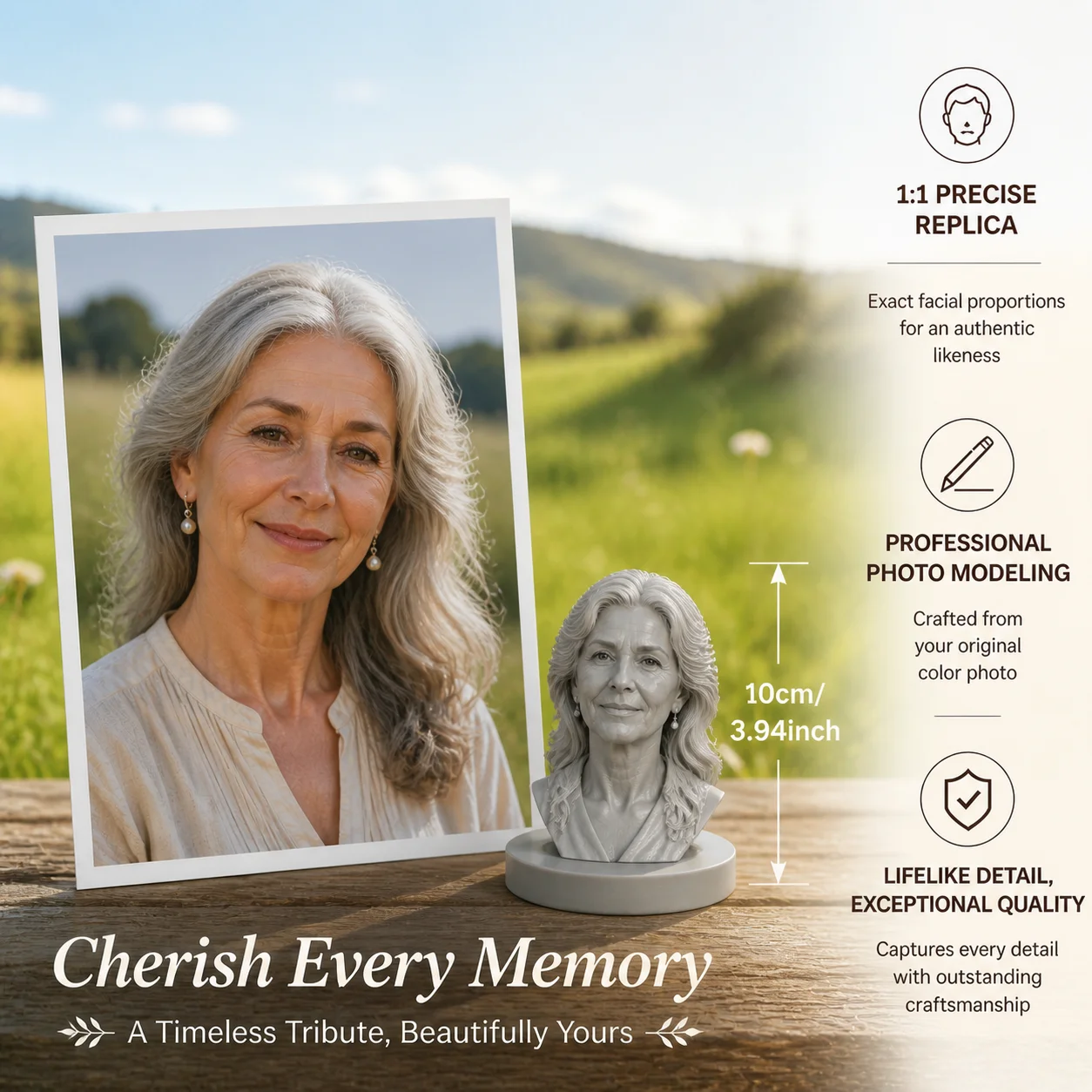 

Custom Portrait Sculpture 3D Printed Head Statue from Your Photo Exact Likeness Ornament