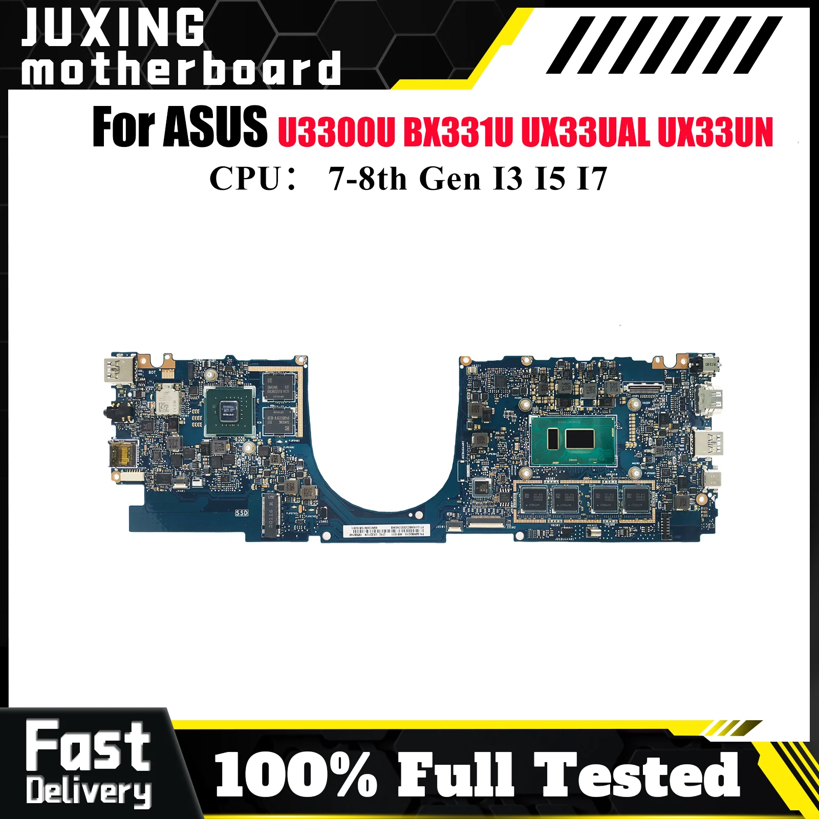 

UX331UN Материнская плата для ноутбука ASUS ZenBook UX33UN BX331U UX331 U3300U UX33UAL Материнская плата с процессором I3 I5 I7 100% тест ОК быстрая доставка