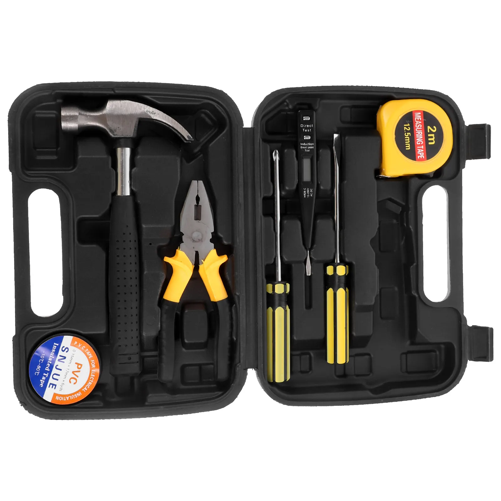 1 set 1 Set Multi-Functional Tool Box Set For Home Automotive Repair With Hammer Screwdriver Cutter Pliers Measuring Tape Small