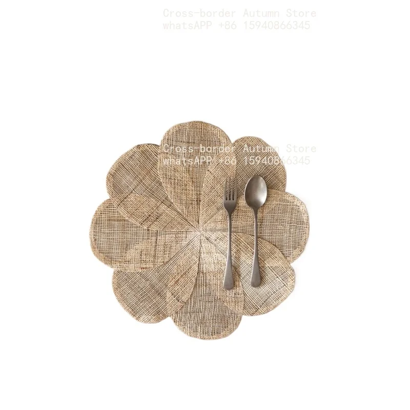 Idyllic Flower Ramie Household Restaurant Dining Table Dishes Placemat