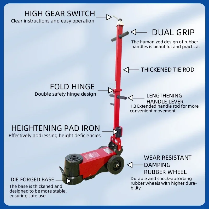 Hot Selling High-quality Straight Handle Folding 80T Horizontal Pneumatic Jack