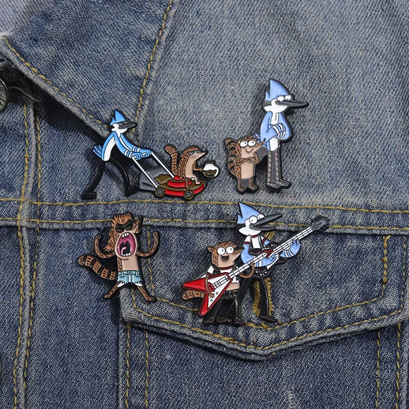Cartoon Anime Blue Hair Brooch Metal Badge Collar Needle Clothing Accessories Chest Flower Silk Scarf Buckle Guitar Music Pin