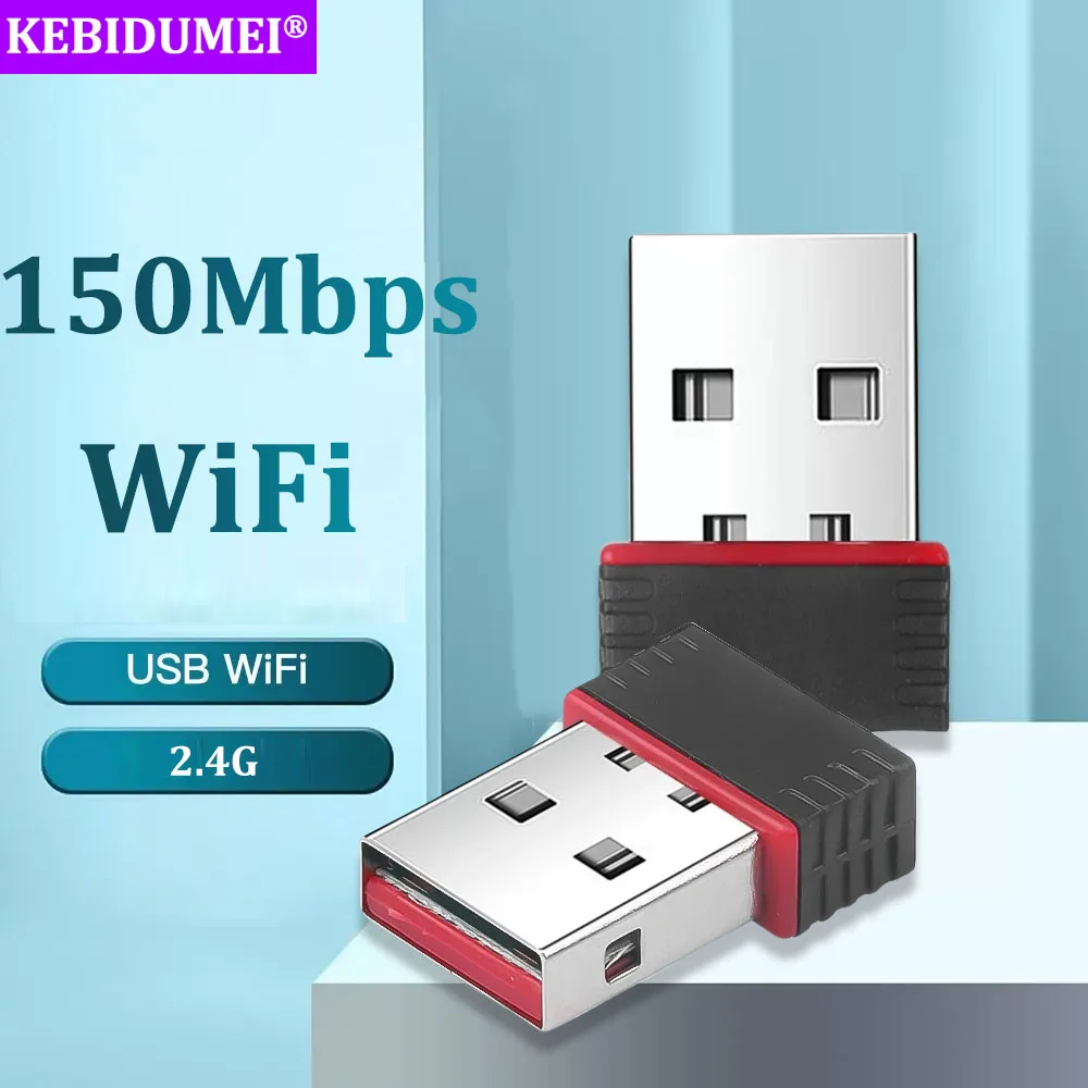 Adaptador USB WiFi sem fio, 150Mbps, Placa de rede WiFi, Dongle, Receptor Wlan para Desktop, Laptop, PC, Windows