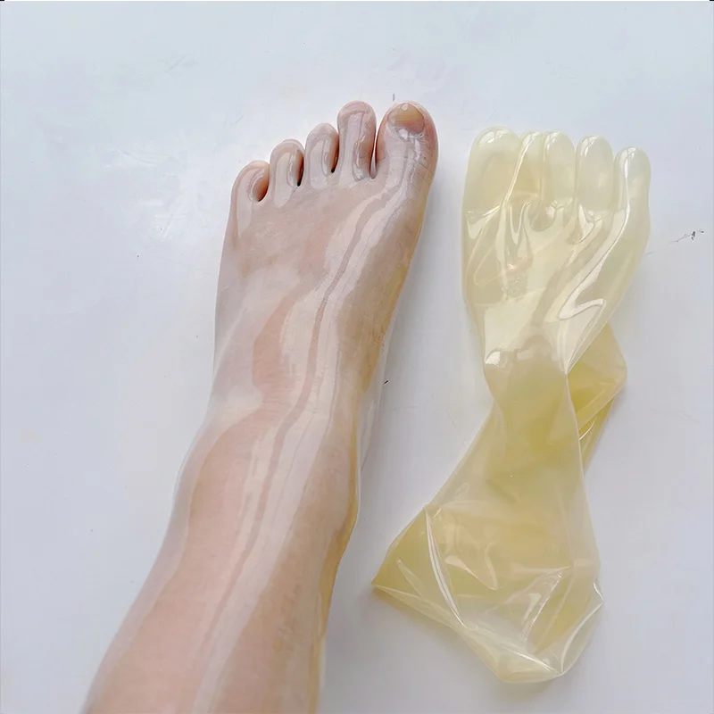 One-piece transparent thin latex five-finger socks 0.25mm
