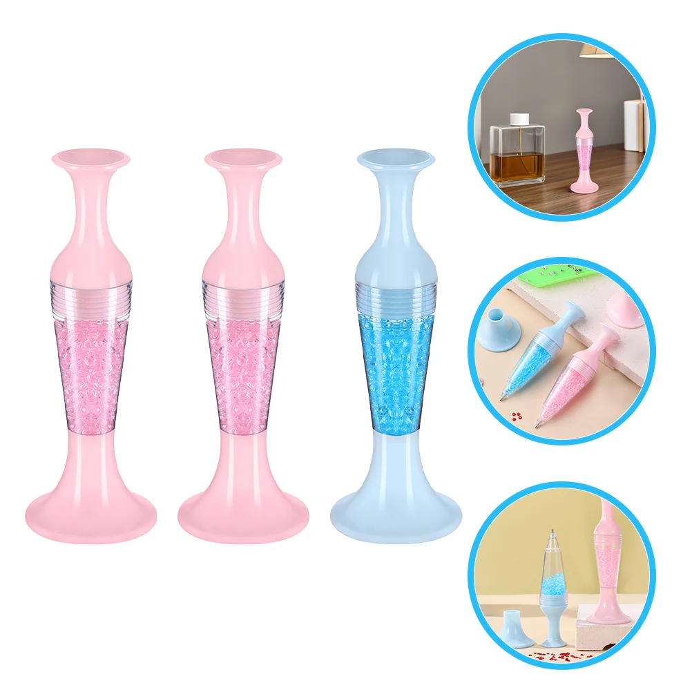 

3Pcs Vase Shape Rhinestone Nail Pen DIY Painting Drill Tool Crossstitch Art Dotting Pen Point Drill Tool for Nails