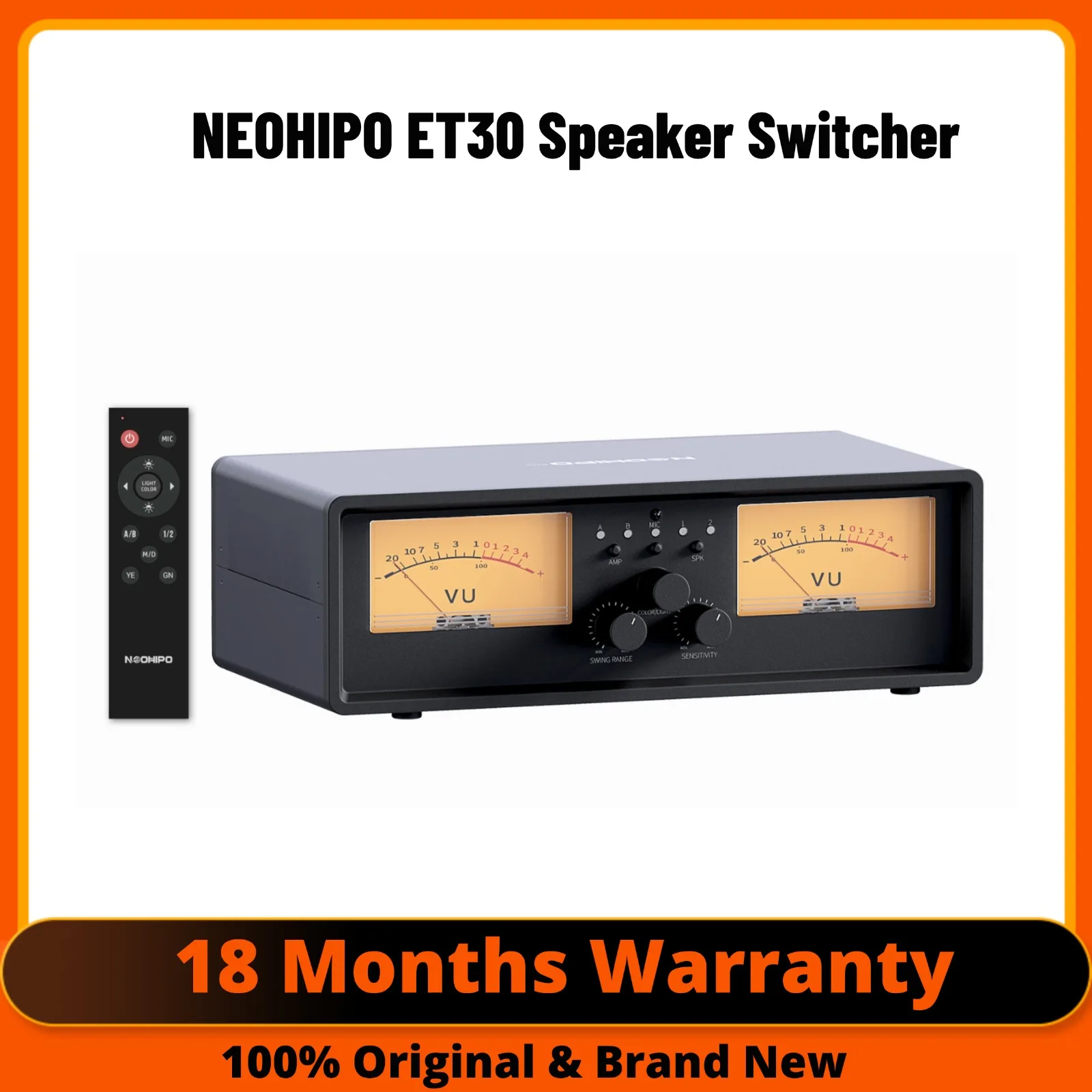 Przełącznik głośnikowy NEOHIPO ET30 z miernikiem VU i wyświetlaczem DB