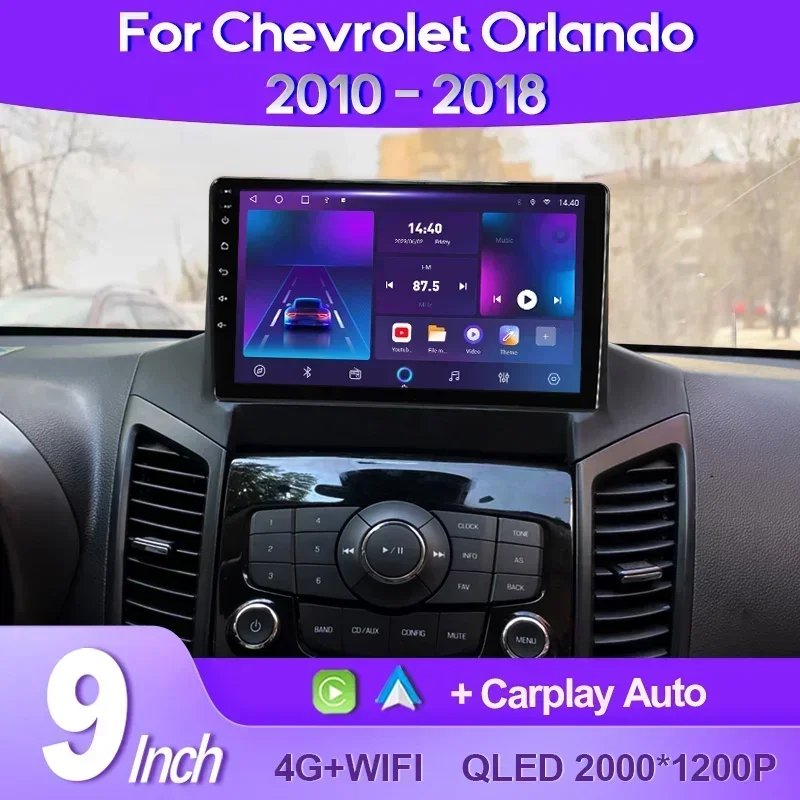 QSZN 2K QLED Car Radio For Chevrolet Orlando 2009 2010 - 2018 4G Video Multimedia GPS Player 4G Wifi Carplay Auto 8+128G Stereo