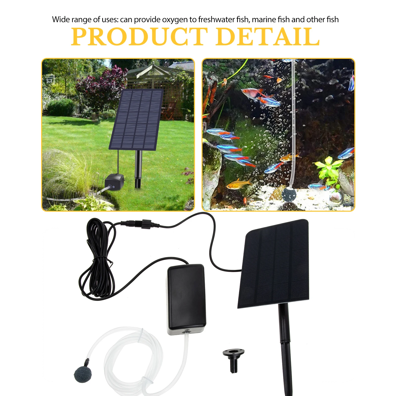 

Portable Oxygen Pump High Efficiency Aerator Fish Tank Solar Powered ABS Material Lightweight Aquarium Pond Gardening Supplies