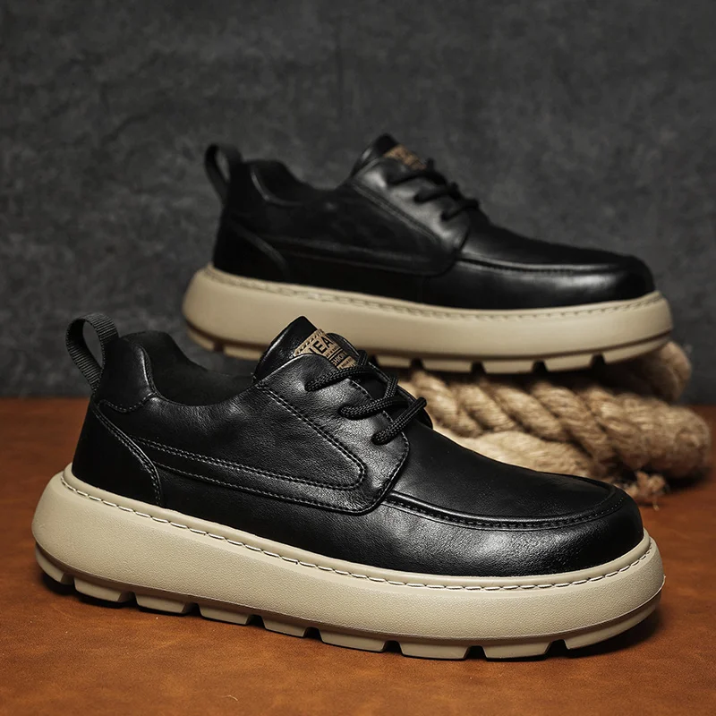 

Мужские туфли дерби из искусственной кожи на толстой подошве, удобная противоскользящая универсальная мужская обувь для делового отдыха