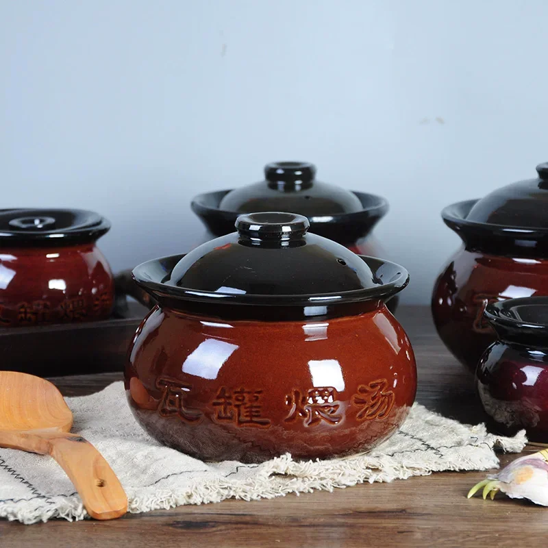 Soil Soup Small Tile Pot Snack Stew Simmering Farmhouse Soup Tile Pot Water-resistant Stew Clay Pot