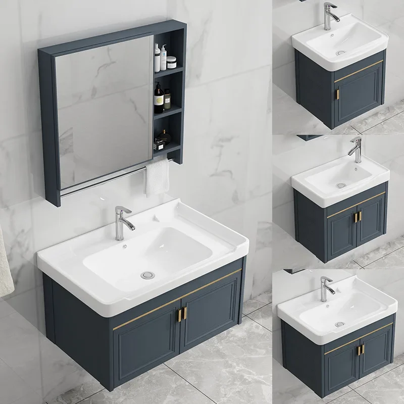 Gabinetes de tocador de baño minimalistas, espejo de lavabo de pared, gabinetes de lavabo de baño modernos, estantes de almacenamiento de tocador,