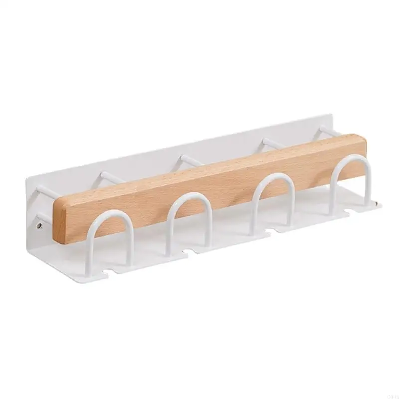 G99A Wall Mount Wood Electric Toothbrush Holder Organizers with Space Saving Aluminum Frame for Bathroom Convenience