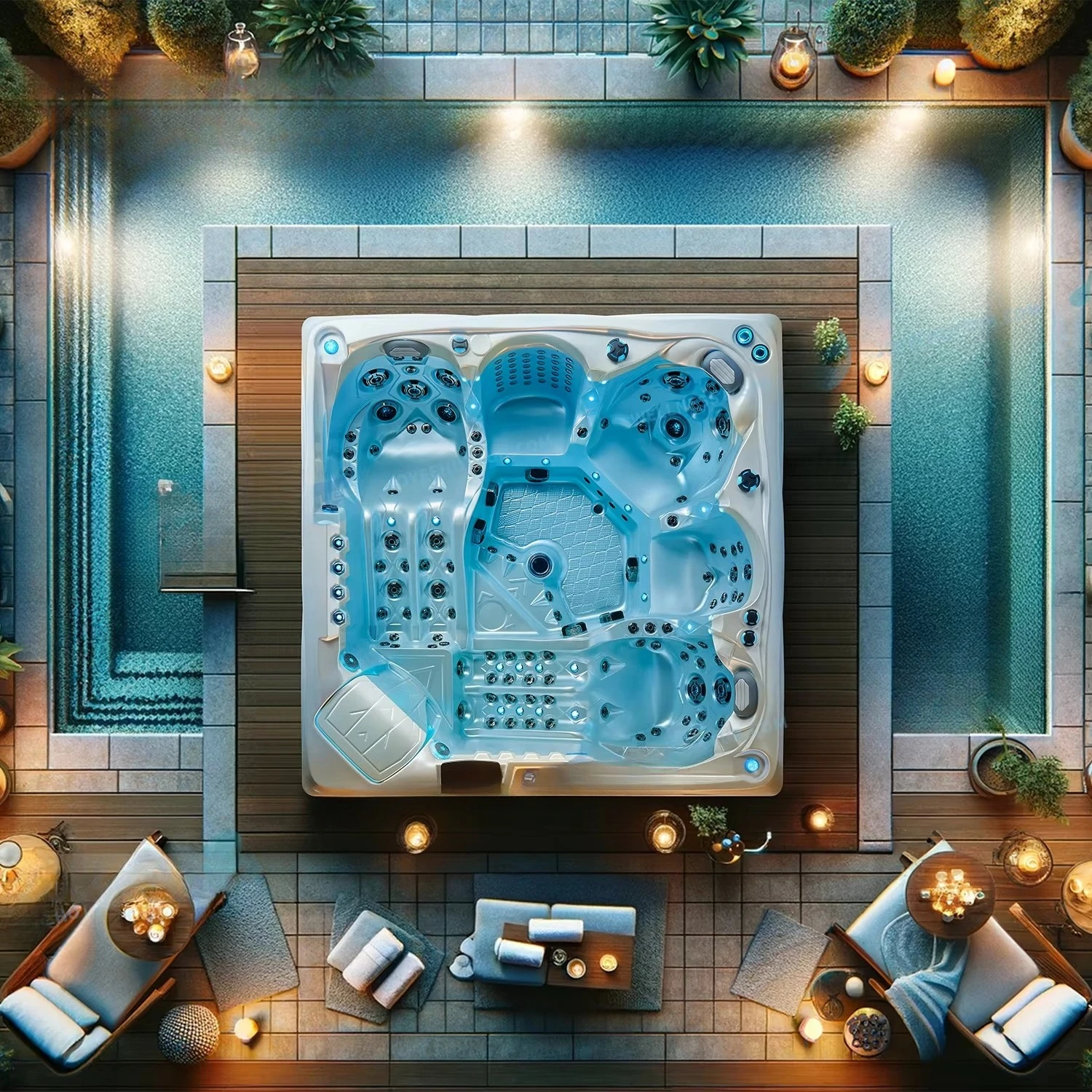 Outdoor Portable Massage Spa, 130 Jet Inflatable Hot Tub Pool, Heated Whirlpool for Couples & Garden Party