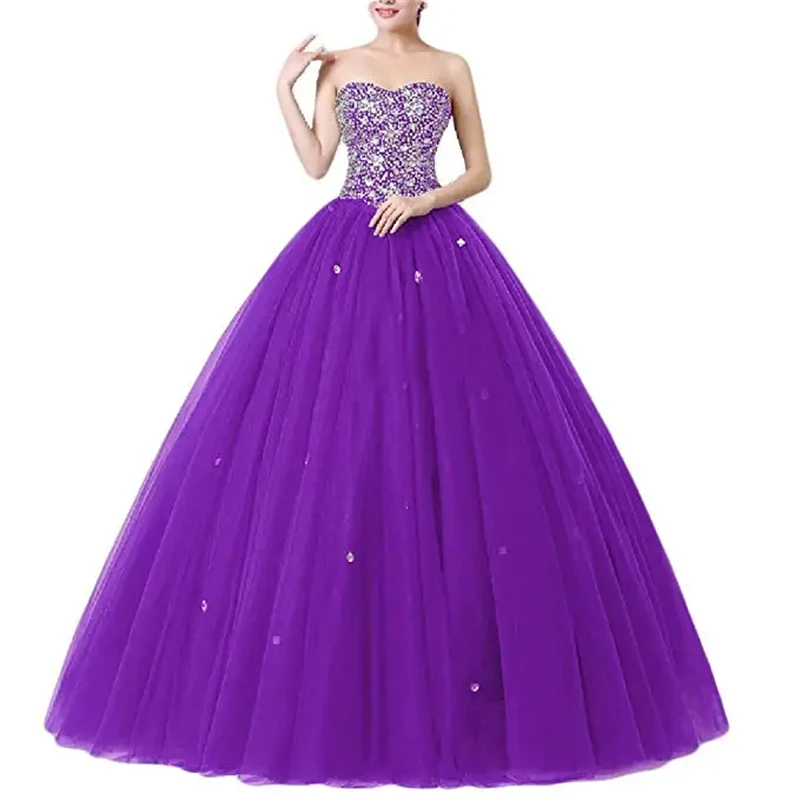 Bealegantom-vestido De quinceañera con cuentas para mujer, traje De baile con escote Corazón y lentejuelas, con cordones, para fiesta De graduación, B2024-49