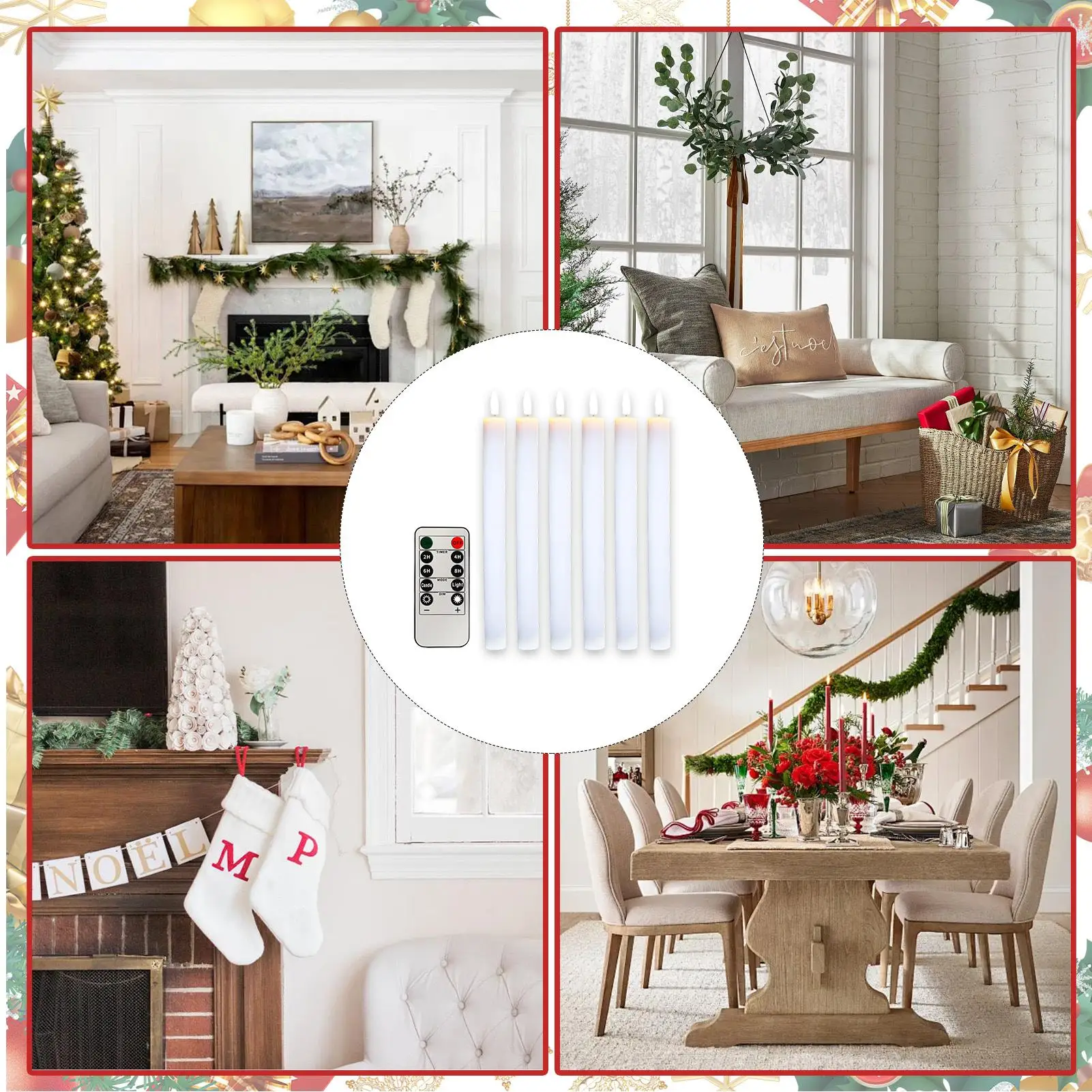 Candele elettriche Candele elettriche con telecomando a 10 tasti per luce decorativa natalizia per soggiorno camera da letto