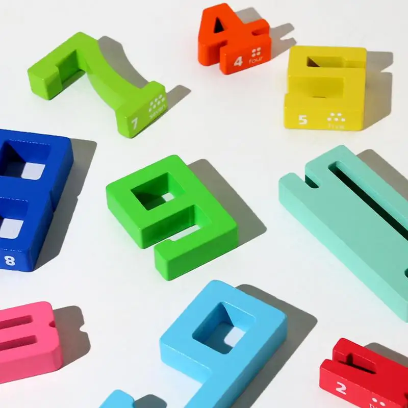 كتل الرياضيات 1-10 أرقام اللبنات الخشبية أنشطة التعلم للمهارات الحركية الدقيقة لعبة العد للأطفال الذين تتراوح أعمارهم بين 3 سنوات