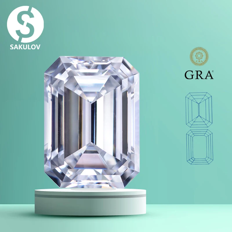 

Real Moissanite Loose Stones Lab Diamonds Emerald Cut D Color 0.5-10.0ct VVS1 Pass Diamond Tester with GRA Certificate