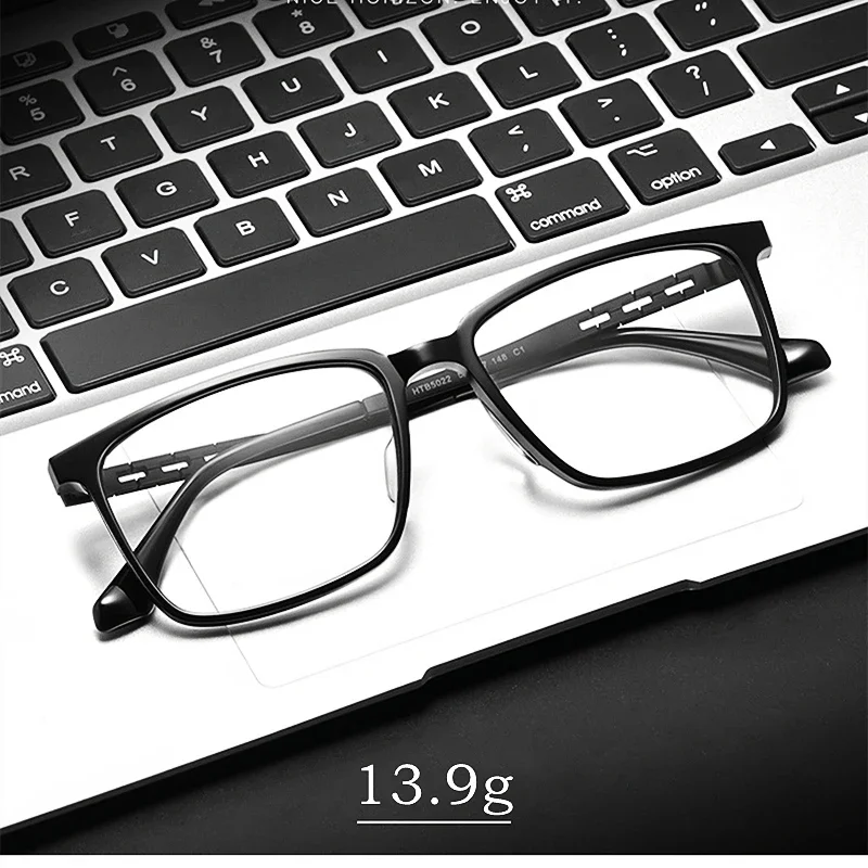 OLLYMURS Square Ultra-light Titanium Business Pure  Square Glasses Frame Acetate  Optical Prescription Eyeglasses Men HT5022B