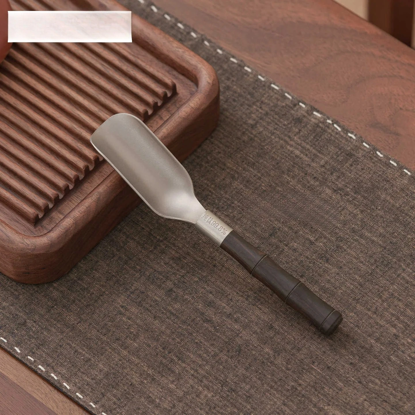 Titanium Wood Bamboo Joint Handle Tea Scoop Antique Chahe Shovel Household Appreciation Ladle Chinese Tea Set Ornaments Craft