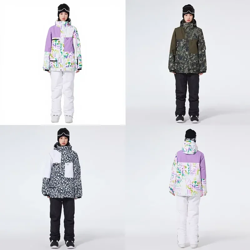 2024 Breathable Waterproof Durable Ski Suit for Women Men Snowboard Ski Jacket Pants Warm 100% Polyester Ski Suit Set New
