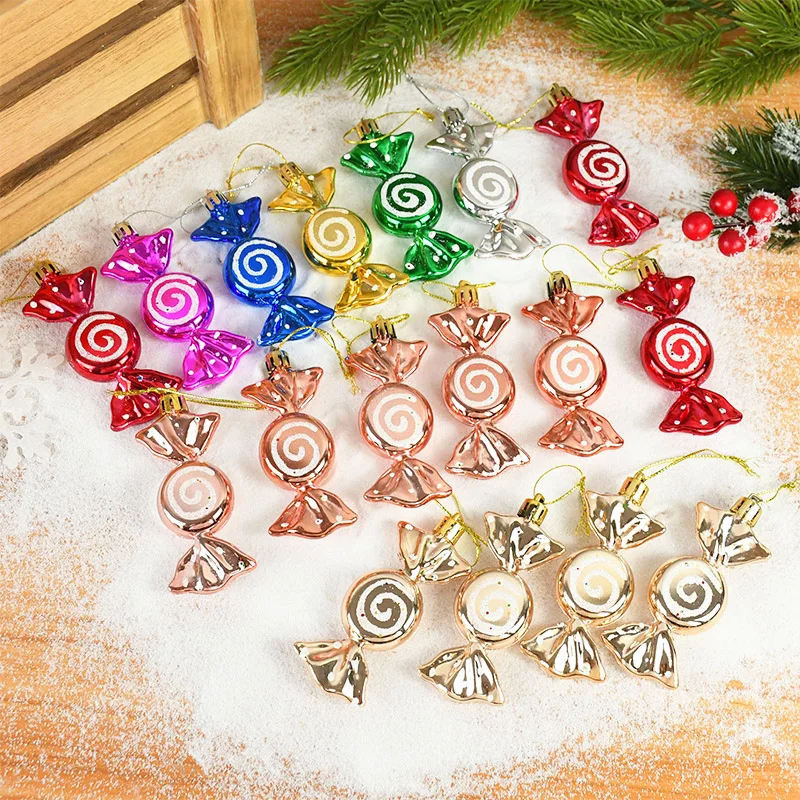 6Pcs/Box Christmas Candy Hanging Ornament Candy-shaped Christmas Ball Pendant Xmas Tree Decor Navidad New Year 2025