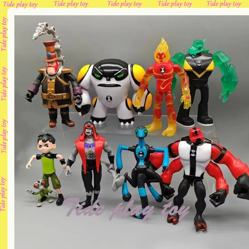 Ben Tennyson Anime Figures 9 Pcs/Set Ben 10 3-12 Figure Ben Four Arms Grey Matter Heatblast Model Ornaments Doll Kids Toys Gifts