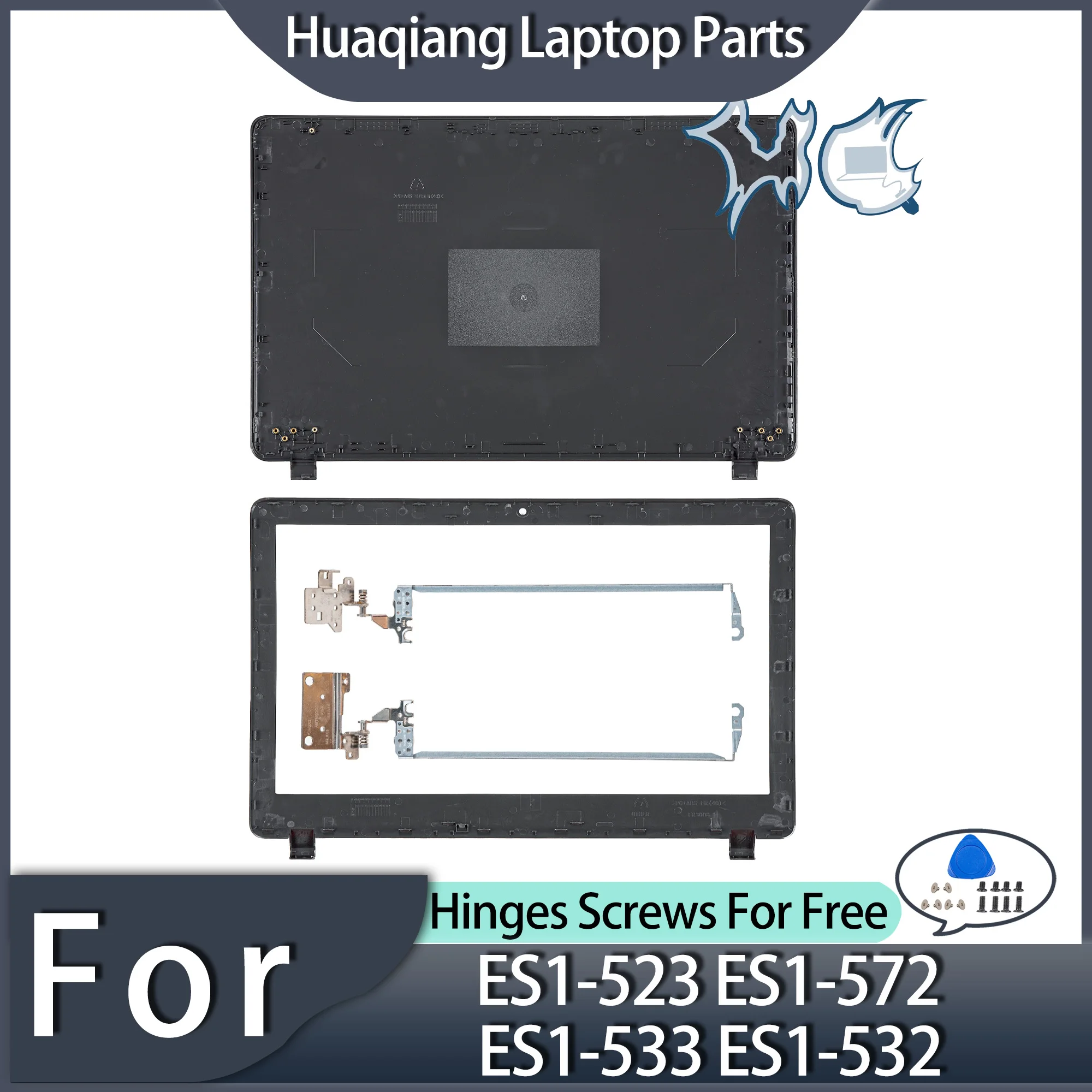 NEW Laptop Covers For Aspire ES1-523 ES1-572 ES1-533 ES1-532 LCD Back Cover Front Bezel Hinges Laptop Parts Replace Black