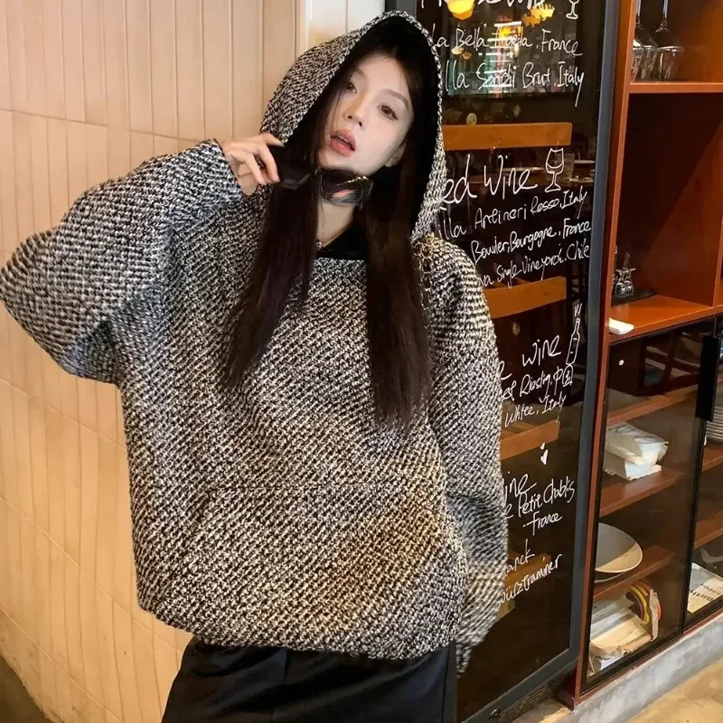 

Novelty Thick Cold Autumn and Winter Warm Hoodies Casual Hooded Sweatshirt for Women Youthful Clothes Coat Essential Woman Tops