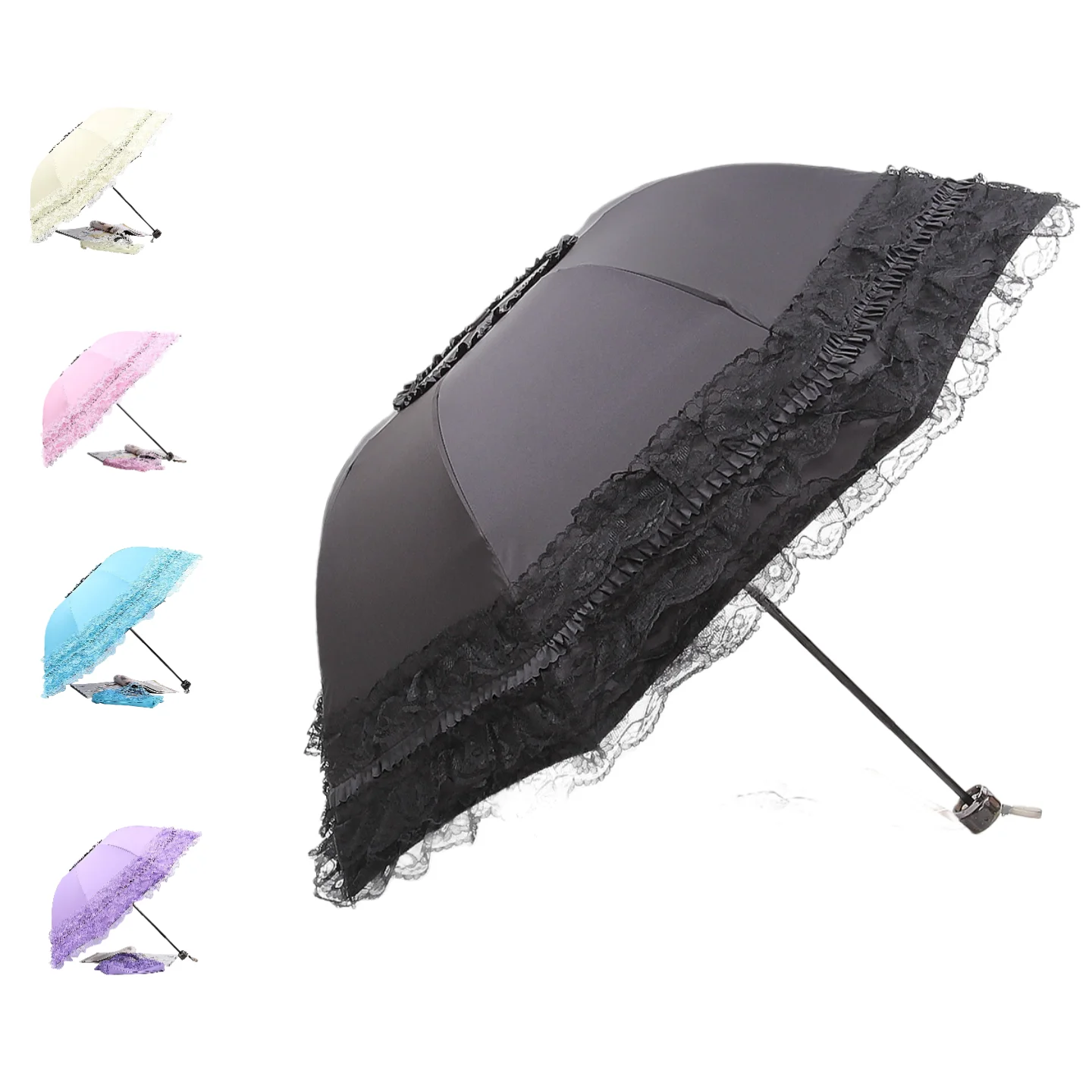 Guarda-sol de renda vintage dobrável gótico lolita guarda-chuva chuva anti-uv proteção protetor solar guarda-chuva cúpula foto adereços meninas