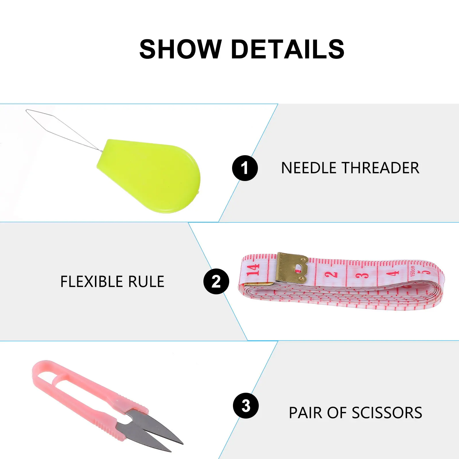 1Set 12-Color Threads Sewing Machine Accessory Set Convenient Stitch Remover Simple Design Easy to Use Flexible Rule