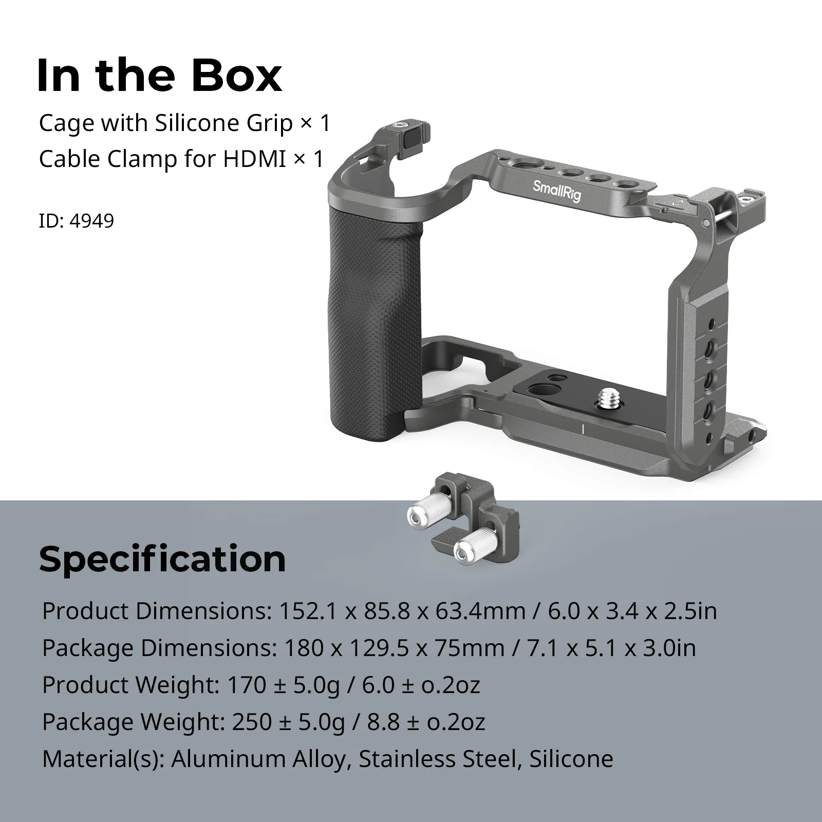 SmallRig ZV-E10 II camerakooiet voor Sony ZV-E10 II, met kabelklem, met Arca-Swiss snelkoppelingsplaat voor stabilisator -4867