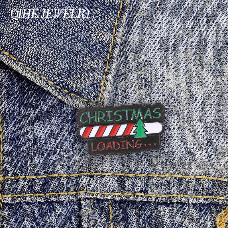 Christmas Loading Enamel Pins Cartoon Christmas Tree Progress Bar Alloy Brooch Backpack Lapel Badges Party Jewelry Friends Gifts